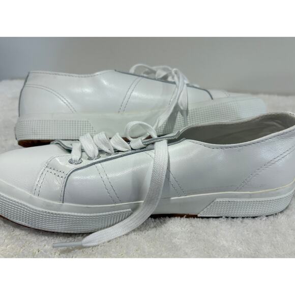 NWOB Superga 2750 Nappa Leather Low Top Sneakers Optical White/Full Avorio 40 - Picture 7 of 10